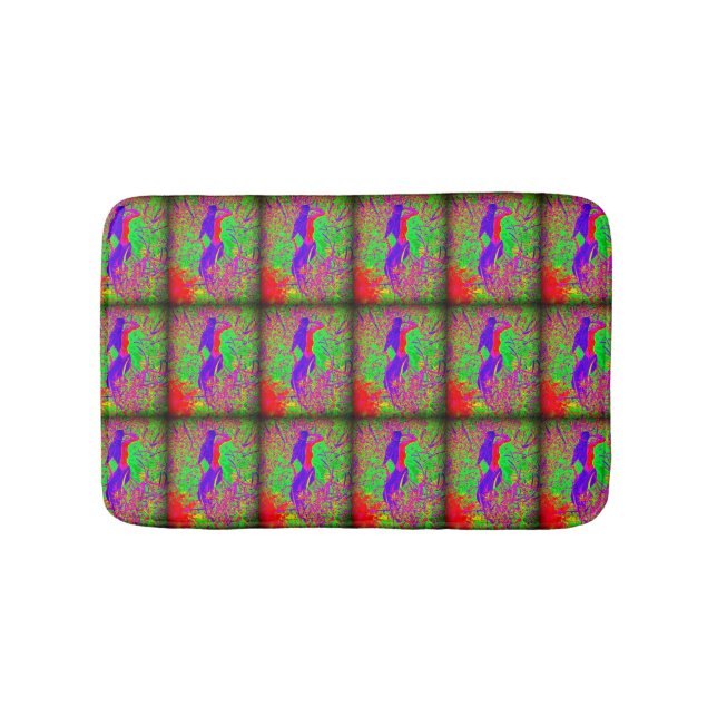 Tapis De Bain motif vert violet rouge sirène (Devant)