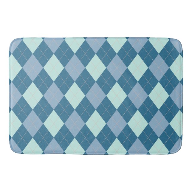 Tapis De Bain Motif vintage Argyle bleu (Devant)