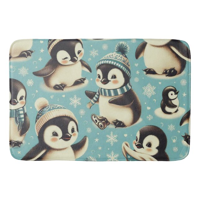 Tapis De Bain Motif vintage Cute Penguin (Devant)