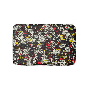 Tapis De Bain Motif Vintage Halloween Mini Doodle