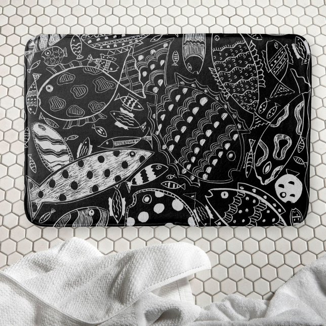 Tapis De Bain Motif Whimsical Black and White tendance (Créateur téléchargé)