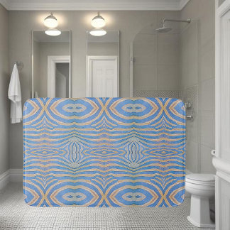 Tapis De Bain Motif zèbre texturé, symétrique bleu et or