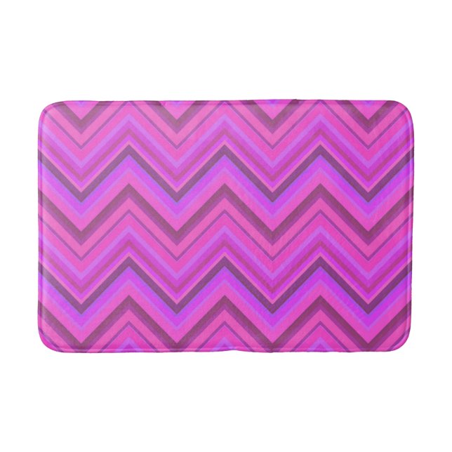 Tapis De Bain Motif zigzag à rayures roses (Devant)