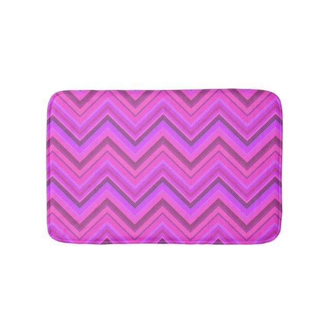 Tapis De Bain Motif zigzag à rayures roses (Devant)