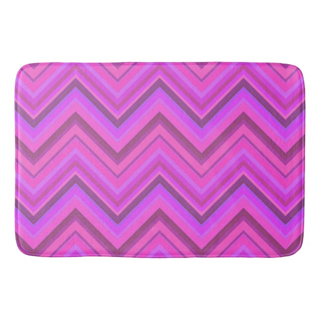 Tapis De Bain Motif zigzag à rayures roses (Devant)