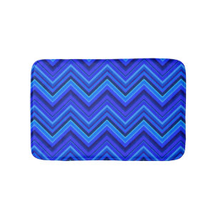 Tapis De Bain Motif zigzag rayures bleues