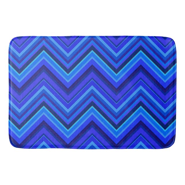 Tapis De Bain Motif zigzag rayures bleues (Devant)