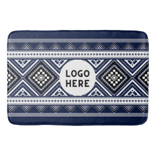 Tapis De Bain Motifs ethniques Abstraits noirs avec logo