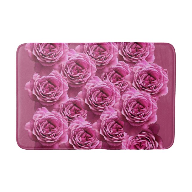 Tapis De Bain Motifs rose roses et violets (Devant)