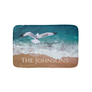 Tapis De Bain Mouette au-dessus de la mer