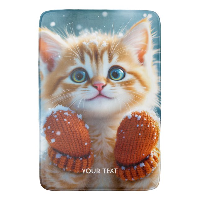 Tapis De Bain Moufle de neige fantaisie chaton mignon (devant Vertical)