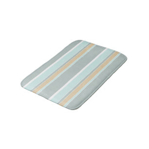 Tapis De Bain Mousse de mer unique vert Taupe blanc Tan Stripes