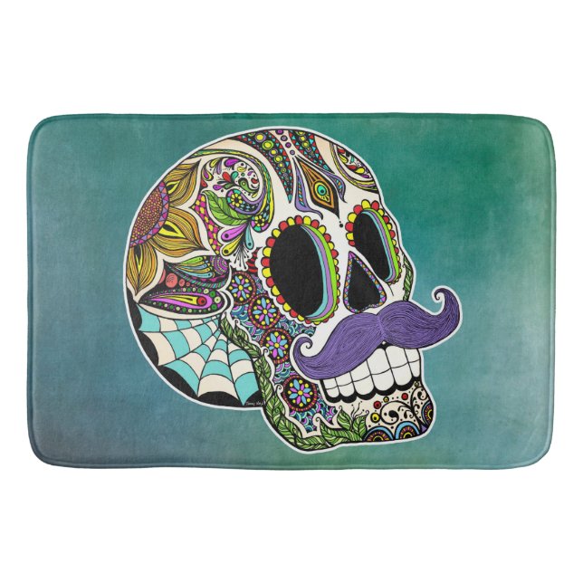 Tapis De Bain Moustache Sucre Crâne Mat de bain (Devant)