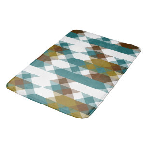 Tapis De Bain moutarde épicée, jade délavé, blanc et noix de mus