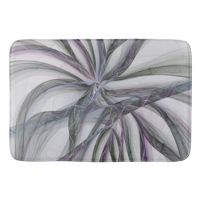 Tapis De Bain Mouvements de filigrane Abstrait Moderne Fractal B (Devant)