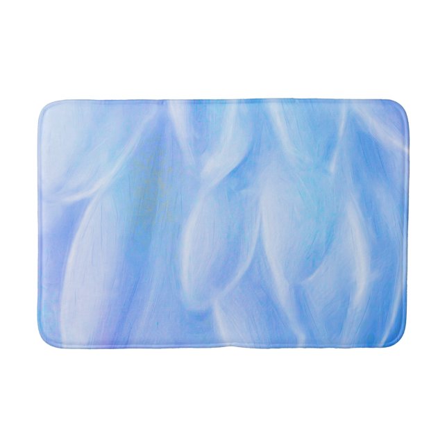 Tapis de bain moyen Abstraction Pétales Bleues (Devant)