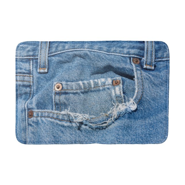 Tapis de bain moyen de jeans usés (Devant)