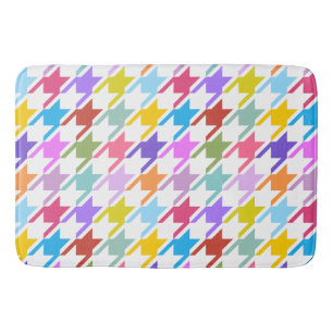 Tapis De Bain Multicolor Houndstooth+Motif blanc