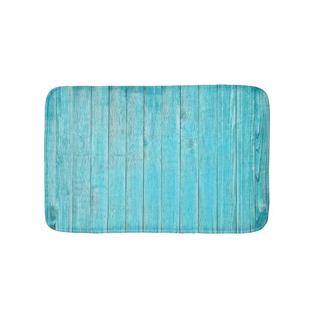 Tapis De Bain Mur de bois bleu turquoise Texture (Devant)