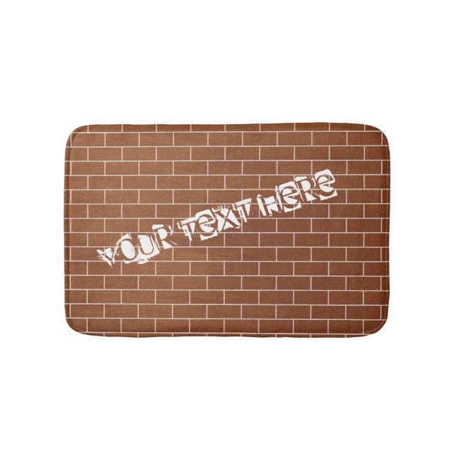 Tapis de bain mural en brique avec texte personnal (Devant)