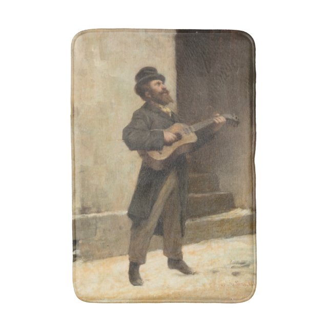 Tapis De Bain Musicien de rue avec guitare (par Gerolamo Induno) (Devant (Vertical))