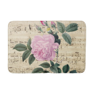 Tapis De Bain Musique de cru de rose de rose