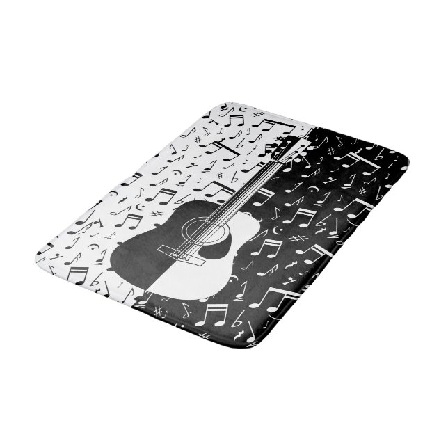 Tapis De Bain Musique de guitare contemporaine design en noir et (Angle)