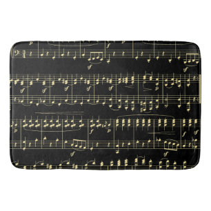 Tapis De Bain Musique d'or en noir