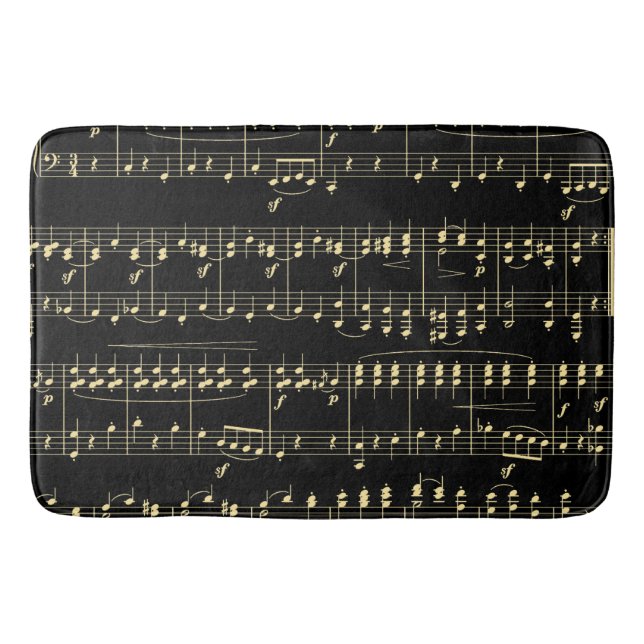 Tapis De Bain Musique d'or en noir (Devant)