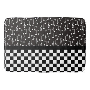 Tapis De Bain Musique et damier noir et blanc