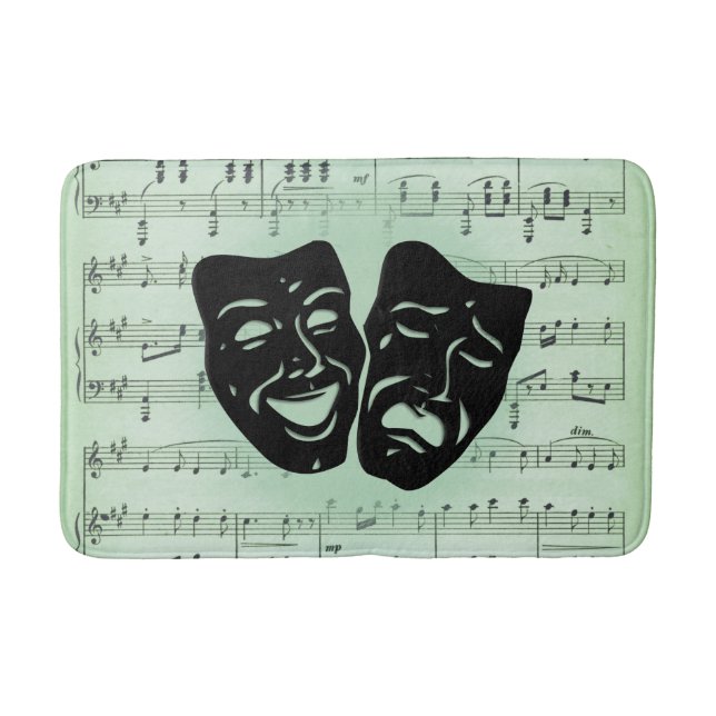 Tapis De Bain Musique verte et masques grecs de théâtre (Devant)