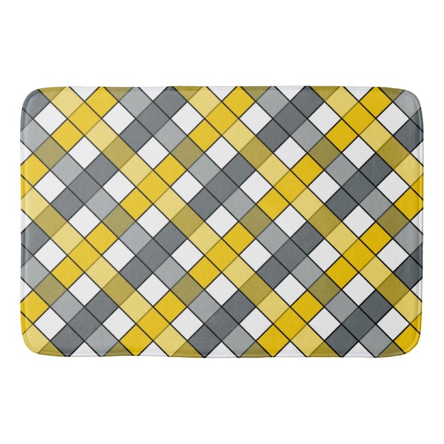 TAPIS DE BAIN MUSTARD & CHARCOAL PLAID (Devant)