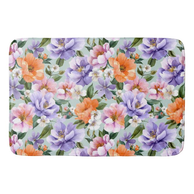 Tapis De Bain Muted Colorful Flowers Boho flower  (Devant)