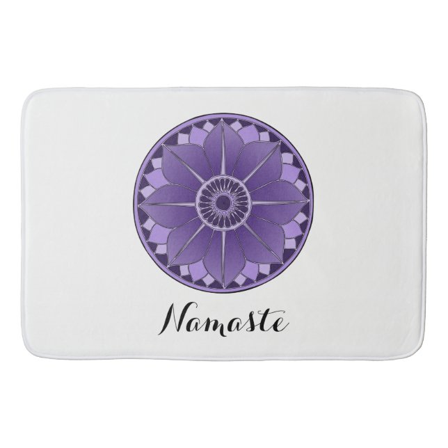 Tapis De Bain NAMASTE Fleur violette Spirituelle Lotus Mandala (Devant)