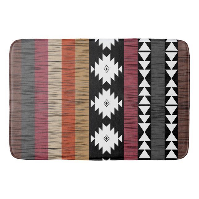 Tapis De Bain Native Ethnic Colorful Lines Motif (Devant)