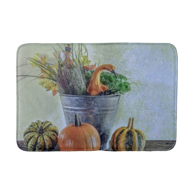 Tapis De Bain Nature morte d'automne avec citrouilles, fleurs (Devant)
