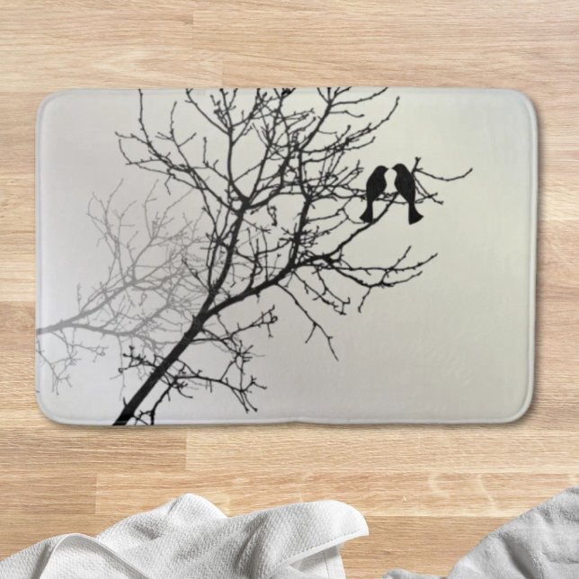 Tapis De Bain nature zen paysage noir blanc silhouette de l'arbr (zen nature landscape black white tree silhouette bath mat)