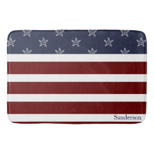 Tapis De Bain Nautical American Flag Red White Blue Starfish tap
