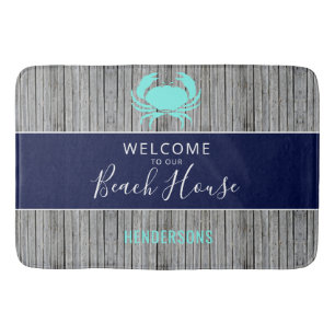 Tapis De Bain Nautical Beach House Rustique Bois Famille Monogra