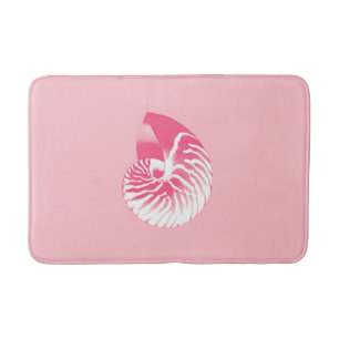 Tapis De Bain Nautilus Shell - corail rose et blanc
