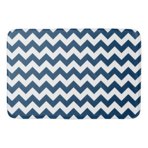 Tapis De Bain Navy Zigzag, Navy Chevron, Motif géométrique