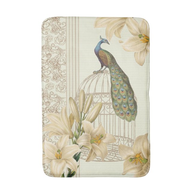 Tapis De Bain nénuphar vintage paon (Devant (Vertical))