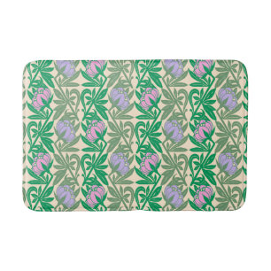 Tapis De Bain Nénuphars rose Art Nouveau damas
