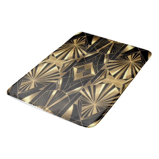 Tapis De Bain Neo Art Deco Black Gold Geometric Gatsby Bathroom (Angle)