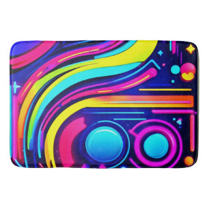 Tapis De Bain Neon Dreams : Une odyssée numérique psychédélique