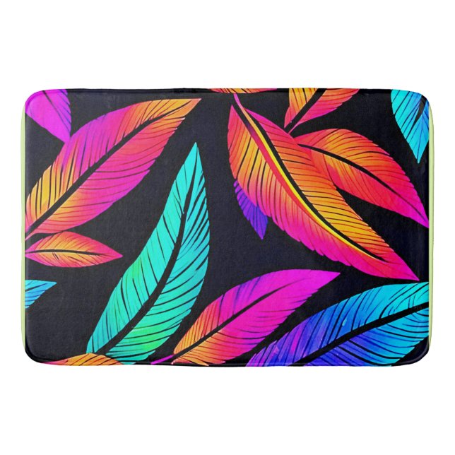 Tapis De Bain Neon Feather Motif Art Vibrant (Devant)