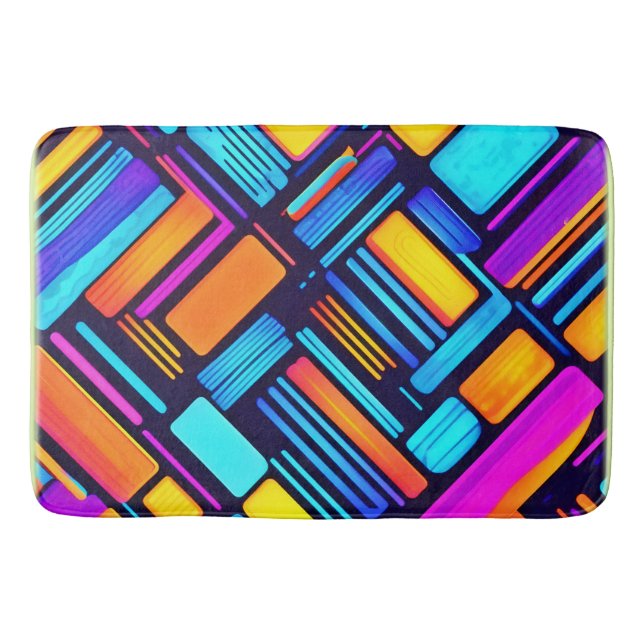 Tapis De Bain Neon Géométrique Abstrait (Devant)