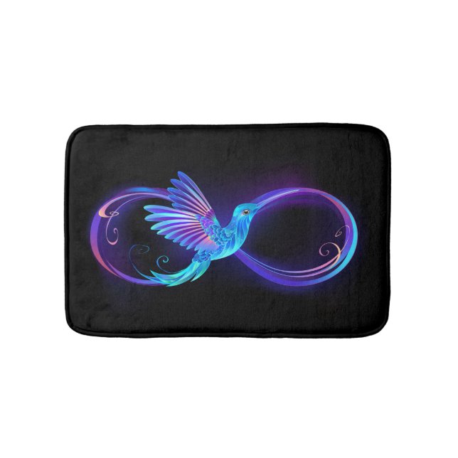 Tapis De Bain Neon Infinity Symbol with Glowing Hummingbird (Devant)