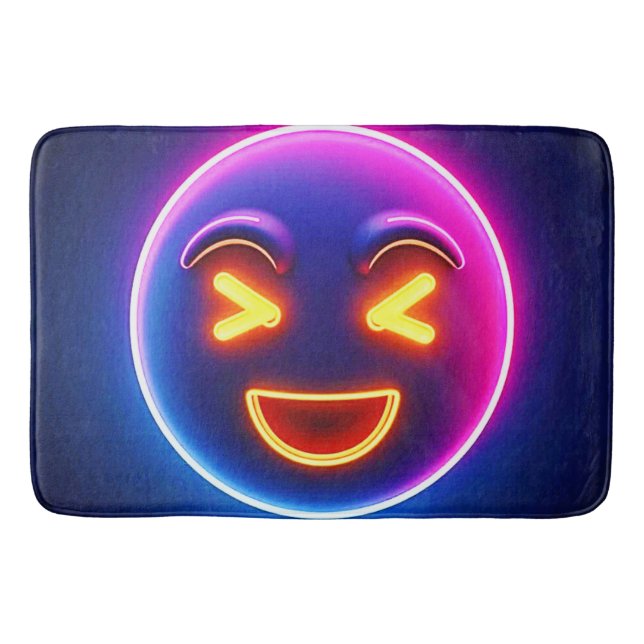 Tapis De Bain Neon Laughing Emoji Joy (Devant)