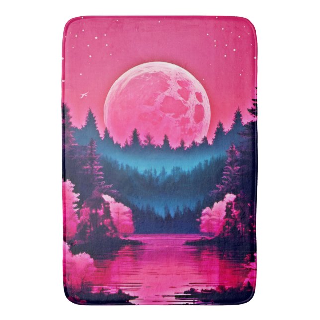 Tapis De Bain Neon Moonlit Imaginaire Forest Lake (devant Vertical)